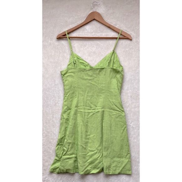 NWT Lulus Favorite Find Lime Green Linen Mini Dress With Pockets, Size Small - Picture 10 of 13